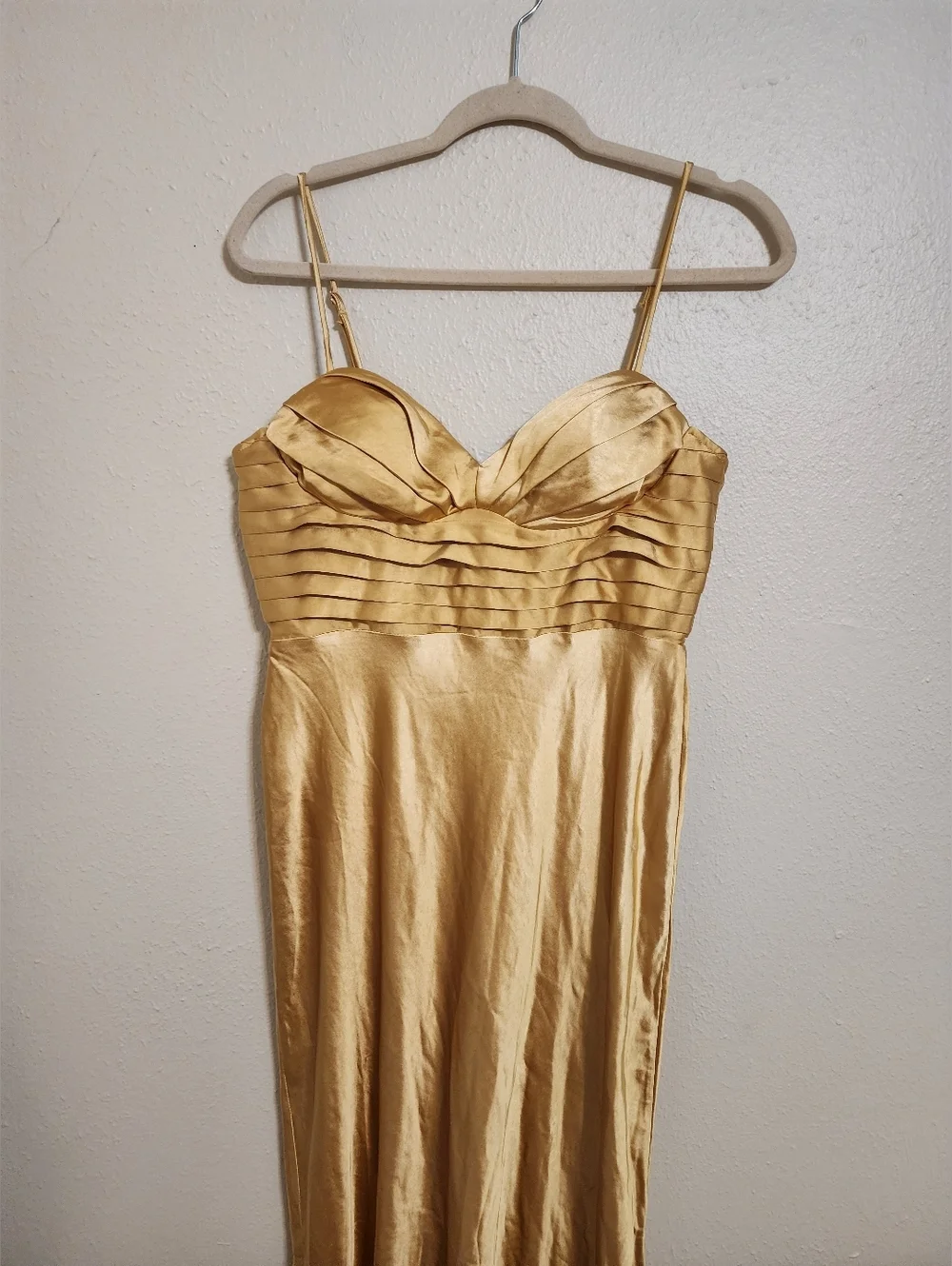 Selfie Leslie Azara Pintuck Bodice Maxi Yellow Dress L Wedding Party Prom